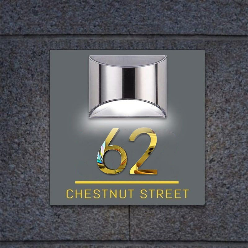 Personalized Rectangular Solar 3D House Sign