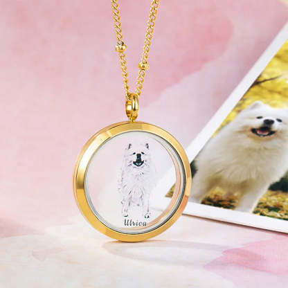 Collier souvenir personnalisé en fourrure d'animal de compagnie avec portrait, bijoux commémoratifs, cadeau de perte d'animal de compagnie pour elle