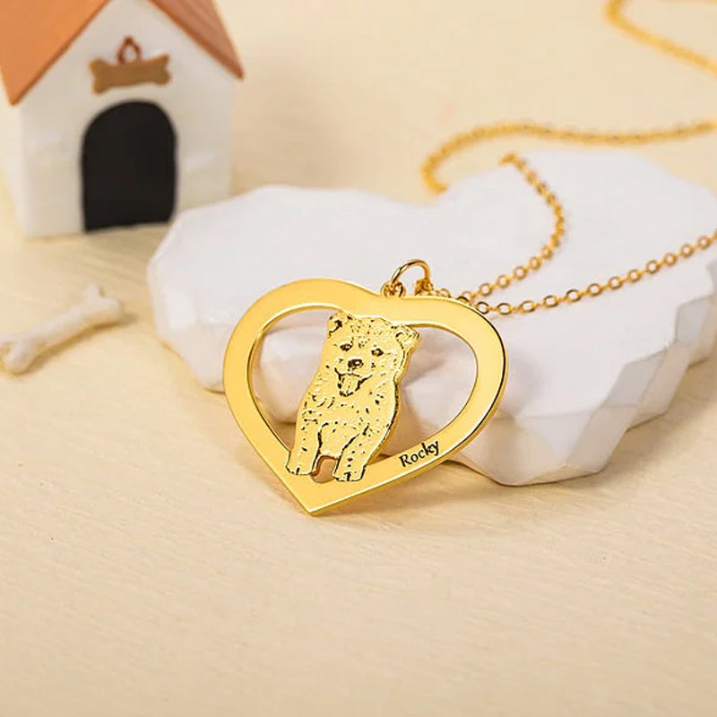 Collier personnalisé gravé en forme de cœur pour chien et chat avec nom, cadeau commémoratif d'anniversaire pour les amoureux des animaux