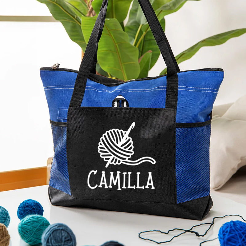 Grand sac fourre-tout personnalisé en tricot