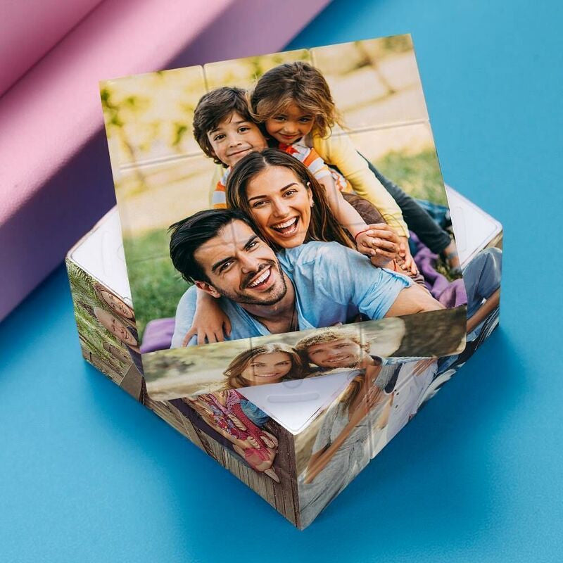 Cube de construction photo personnalisé - Cadeau romantique et amusant pour la Saint-Valentin ou la famille