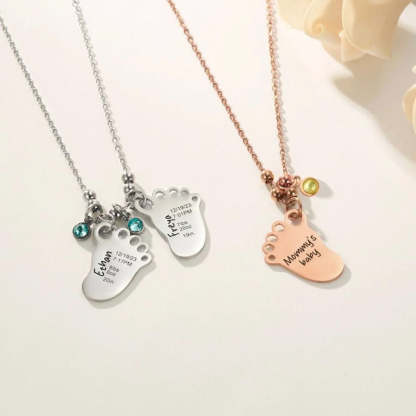 Collier d'anniversaire personnalisé avec empreinte de pied de bébé