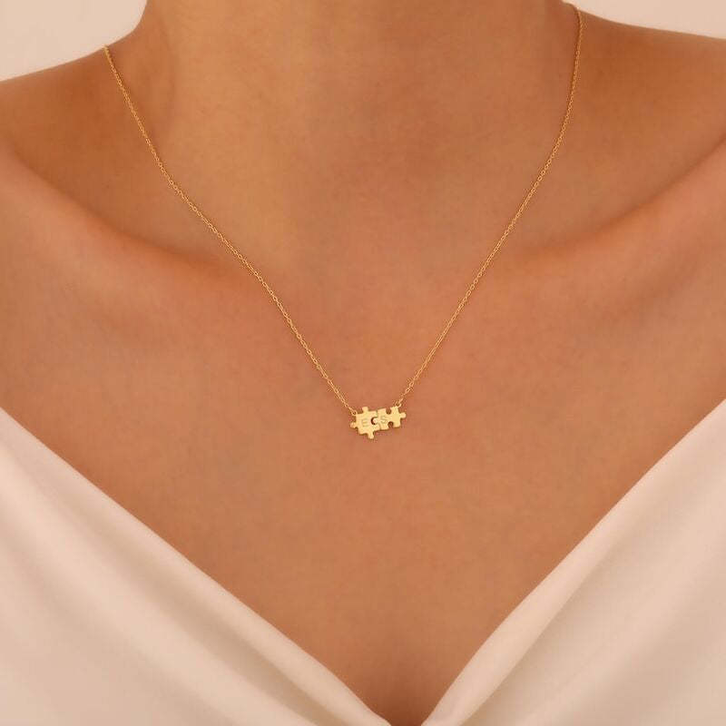 Collier puzzle personnalisé avec lettres personnalisées, cadeau doux pour la Saint-Valentin