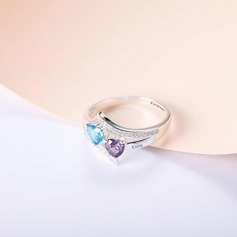 I Love You Forever - Personalized Promise Birthstones Ring