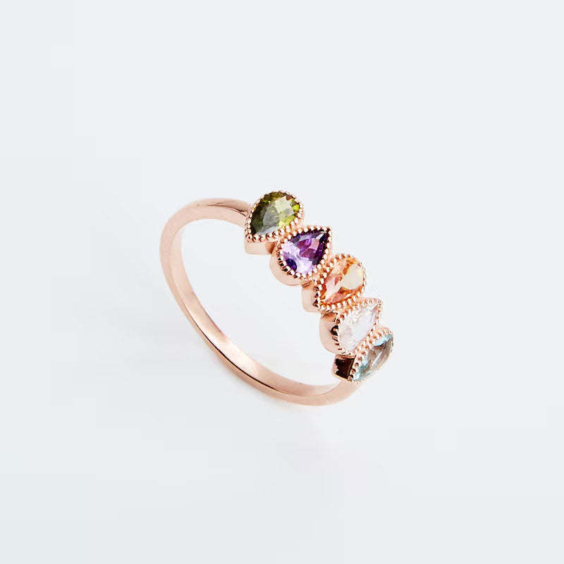 Bague de naissance personnalisée exquise pour mère - Cadeau de fête des mères pour grand-mère et maman