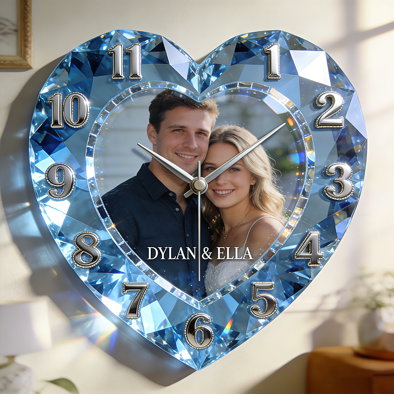 Personnalisé Crystal-Style Photo Horloge murale-Votre mémoire, clair comme du cristal