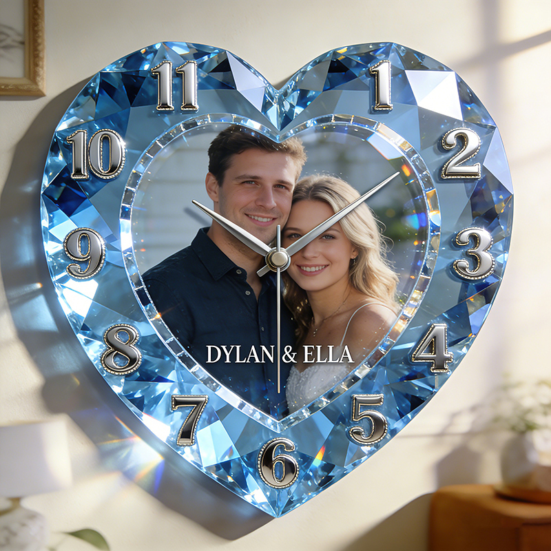 Personnalisé Crystal-Style Photo Horloge murale-Votre mémoire, clair comme du cristal