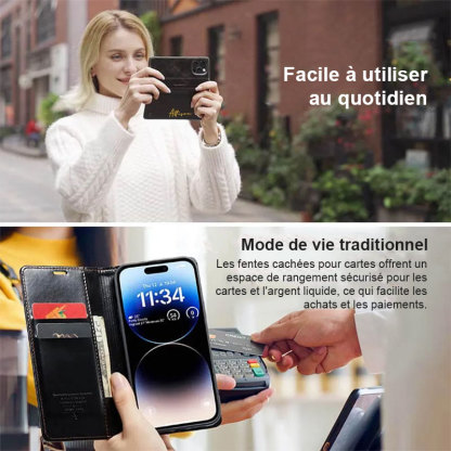 Étui de téléphone portefeuille magnétique avec porte-carte monogramme personnalisé