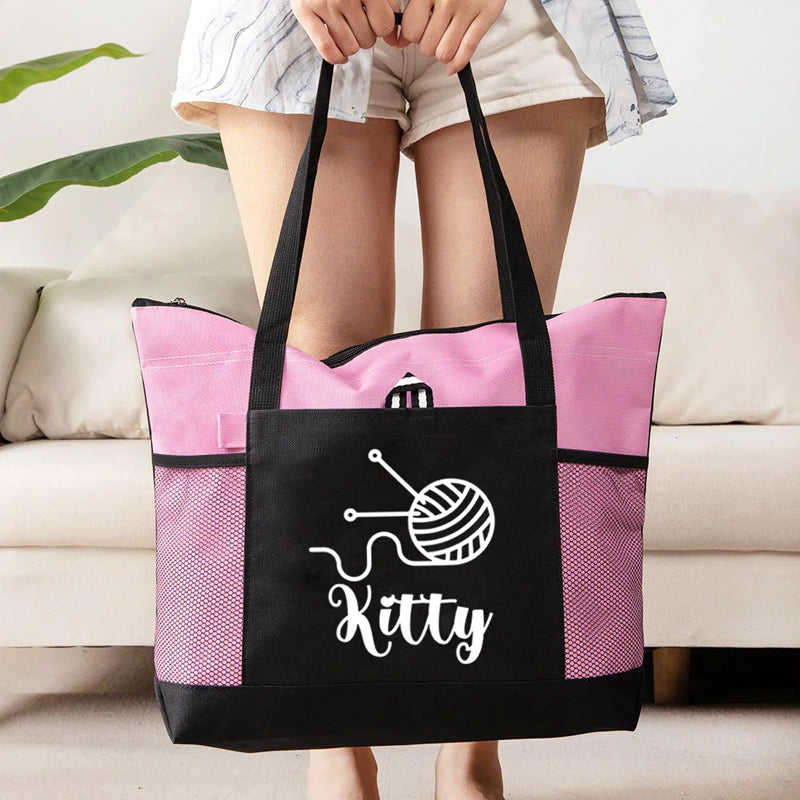 Grand sac fourre-tout personnalisé en tricot