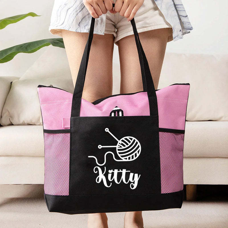 Grand sac fourre-tout personnalisé en tricot