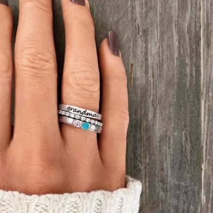 Bague de naissance familiale personnalisée - Cadeau pour grand-mère/maman