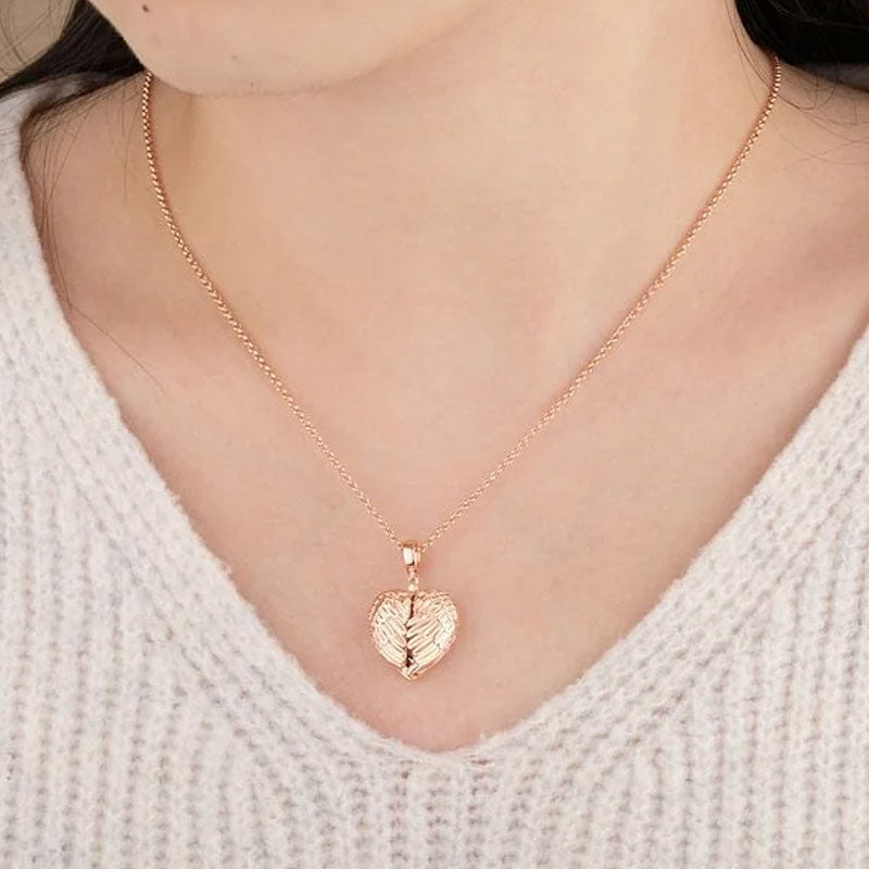 Personnalisé Photo Texte Gravé Forme Ailes d'Ange Coeur Cadeau Souvenir Anniversaire St Valentin pour Femme