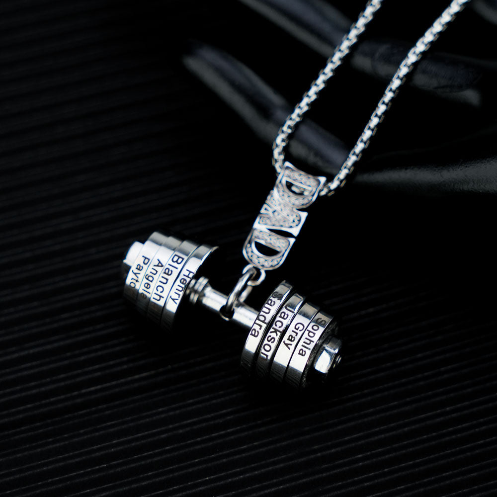 Personalized Dumbbell Pendant Name Necklace - Thanksgiving/Christmas/Father's Day Gift