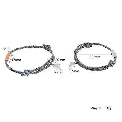 Bracelets de couple tressés assortis personnalisés Noms personnalisés Bracelets magnétiques Cadeaux de Saint-Valentin pour couple