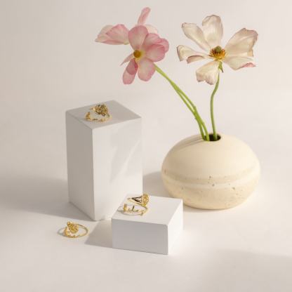 Bague de nom de fleur de naissance personnalisée