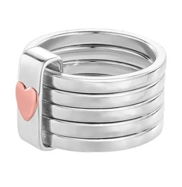 Bagues empilables rustiques personnalisées pour mères avec cœur