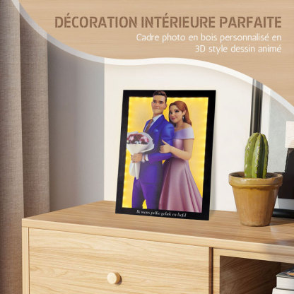 Cadre photo personnalisé en bois coloré de style dessin animé 3D