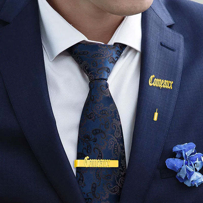 Ensemble de boutons de manchette et épingles à cravate avec initiales personnalisées