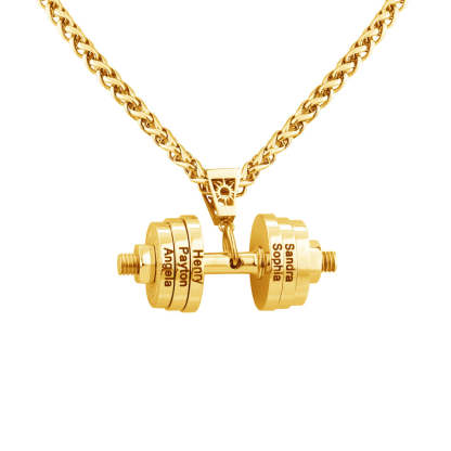 Personalized Dumbbell Pendant Name Necklace - Thanksgiving/Christmas/Father's Day Gift