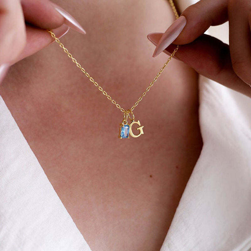 Collier personnalisé avec lettre de naissance - Cadeau de Saint-Valentin ou d'anniversaire pour elle