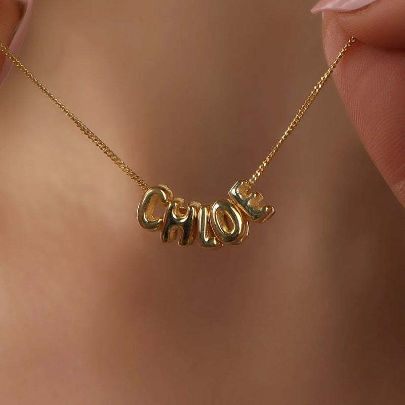 Collier personnalisé avec lettres 3D, lettres à bulles 3D personnalisées, breloque numérotée - Cadeaux pour elle