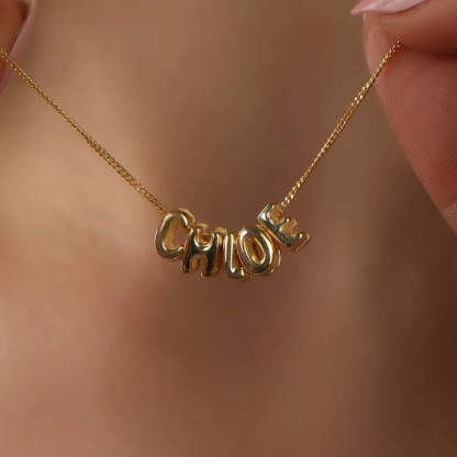 Collier personnalisé avec lettres 3D, lettres à bulles 3D personnalisées, breloque numérotée - Cadeaux pour elle