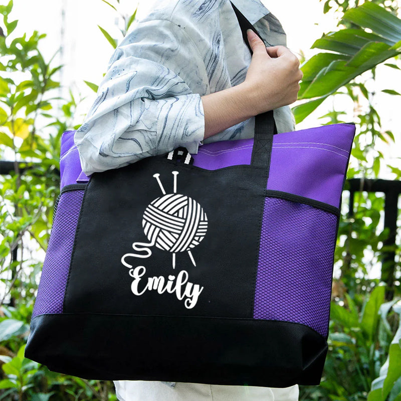 Grand sac fourre-tout personnalisé en tricot