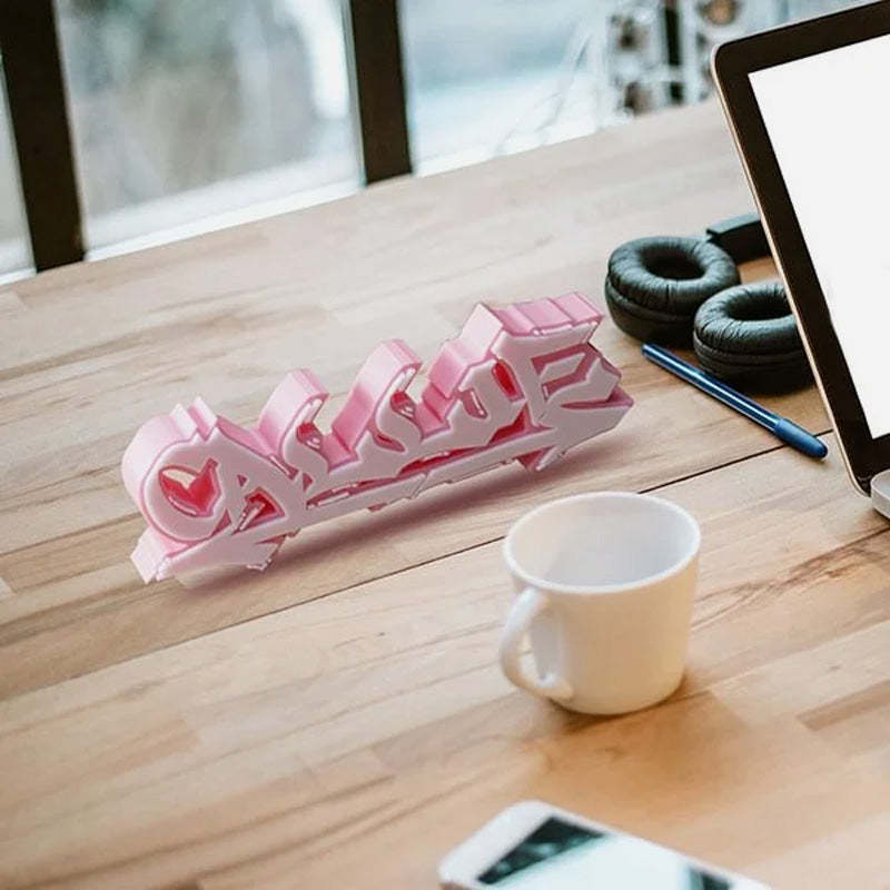 Plaque signalétique personnalisée en graffiti imprimée en 3D multicolore