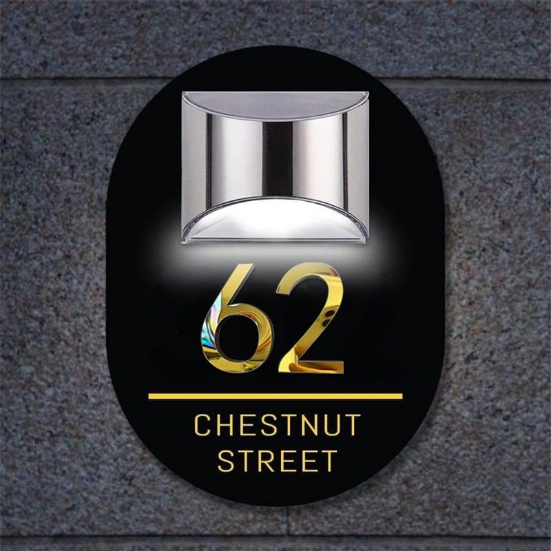 Personalized Oval Solar 3D House Sign