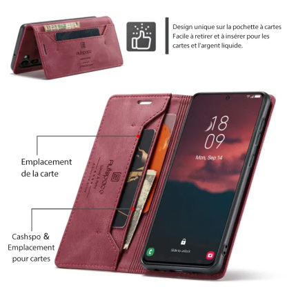 Étui de téléphone portefeuille magnétique avec porte-carte monogramme personnalisé