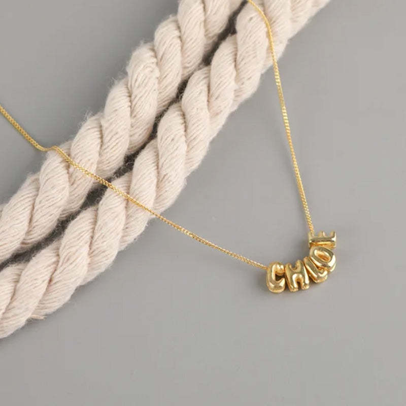 Collier personnalisé avec lettres 3D, lettres à bulles 3D personnalisées, breloque numérotée - Cadeaux pour elle