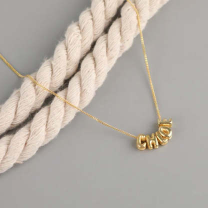 Collier personnalisé avec lettres 3D, lettres à bulles 3D personnalisées, breloque numérotée - Cadeaux pour elle