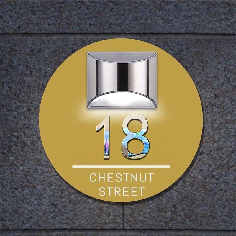 Personalized Round Solar 3D House Sign