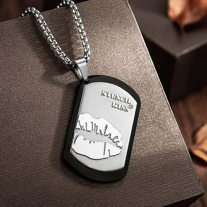 Personalized Engraved Lip Print Kiss Men's Necklace with Name Text Valentine's Day Anniversary Gift for Him