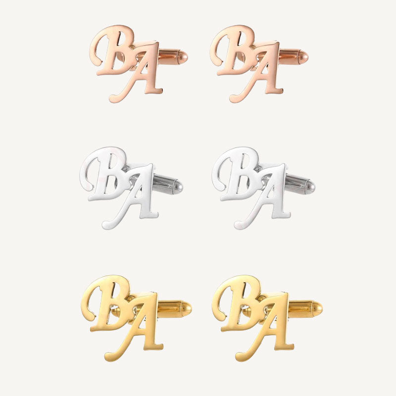 Ensemble de boutons de manchette et épingles à cravate avec initiales 