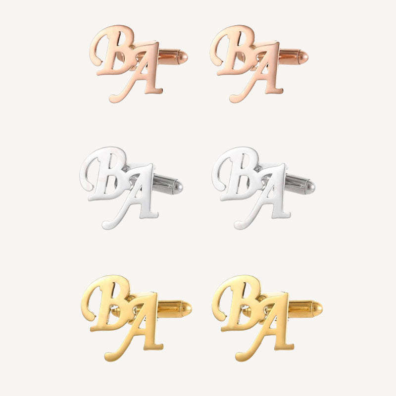 Ensemble de boutons de manchette et épingles à cravate avec initiales 