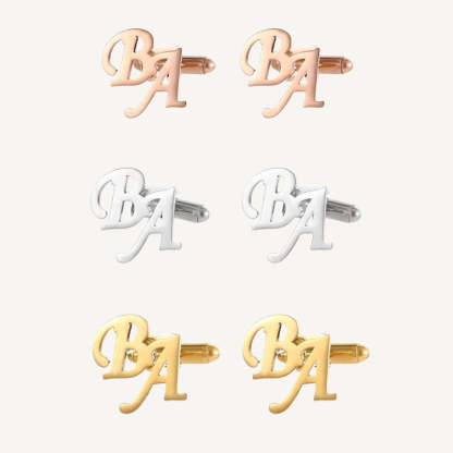 Ensemble de boutons de manchette et épingles à cravate avec initiales personnalisées