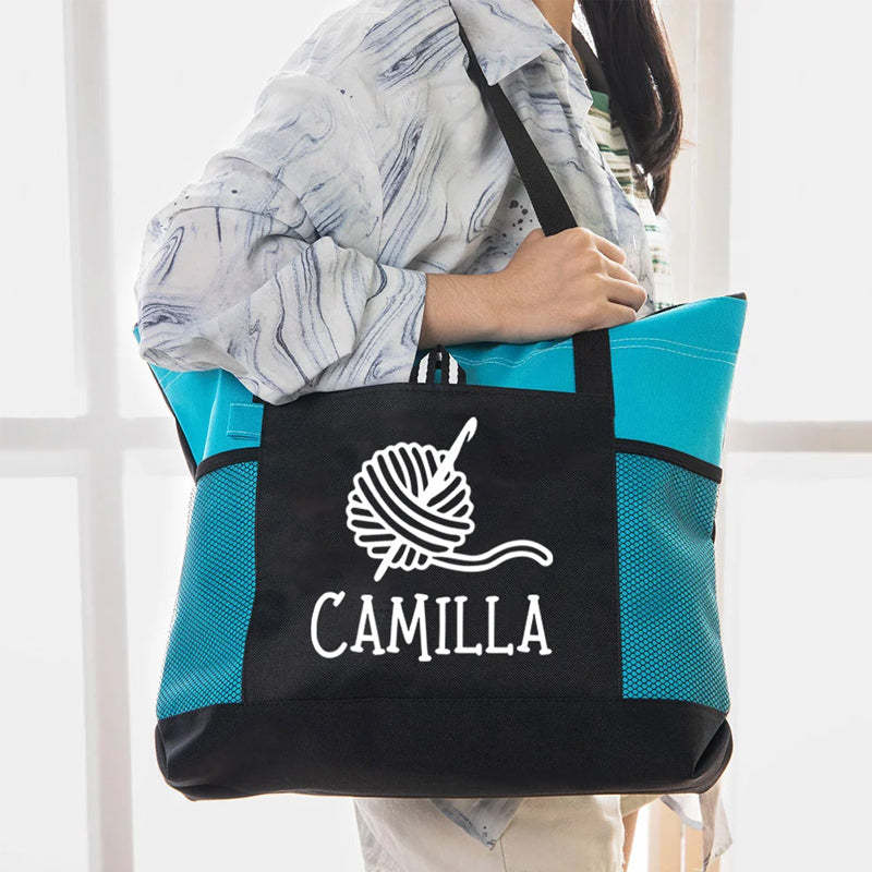 Grand sac fourre-tout personnalisé en tricot