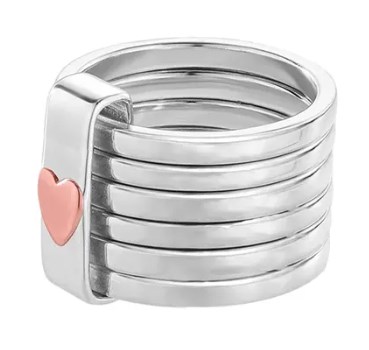 Bagues empilables rustiques personnalisées pour mères avec cœur