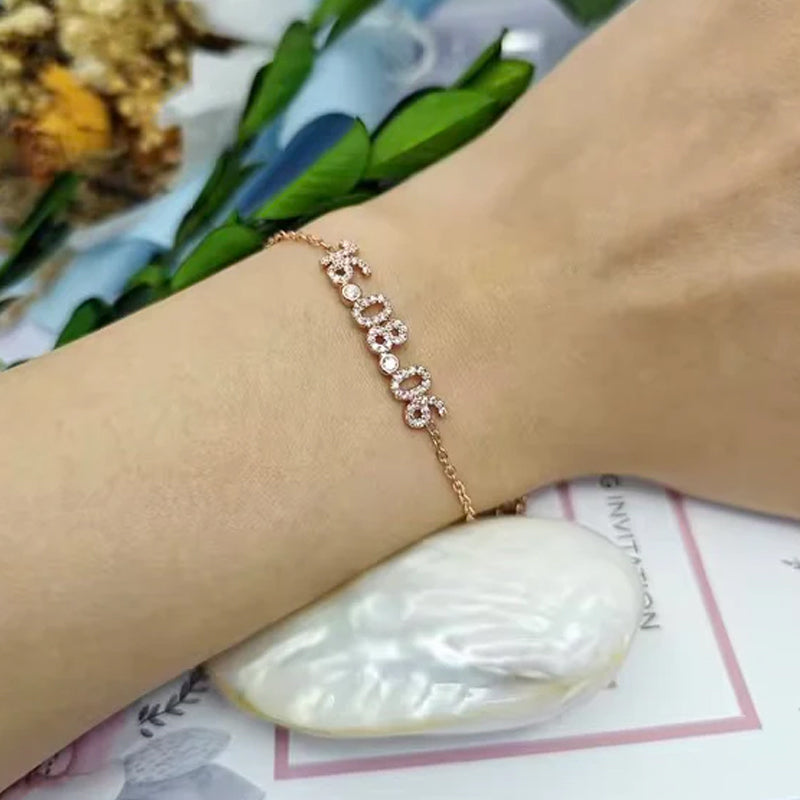 Bracelet d'anniversaire personnalisé avec zircones micro-pavées