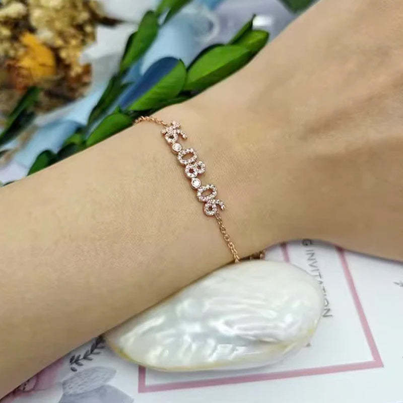 Bracelet d'anniversaire personnalisé avec zircones micro-pavées