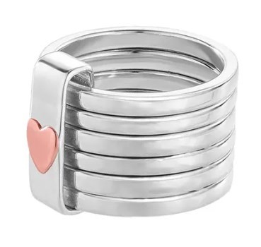 Bagues empilables rustiques personnalisées pour mères avec cœur