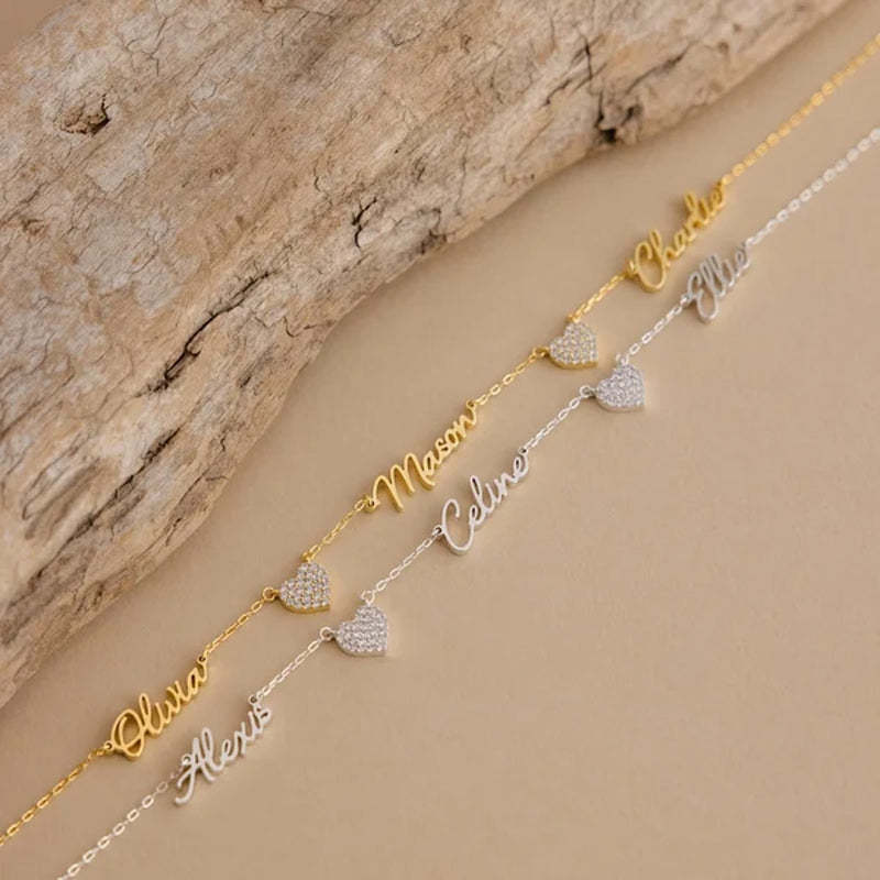 Aangepaste naam & effenen hart charme ketting