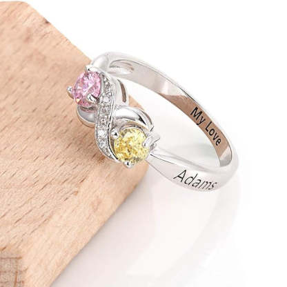 Bague De Naissance Personnalisée Pour Couple Avec Pierre De Naissance Infinie
