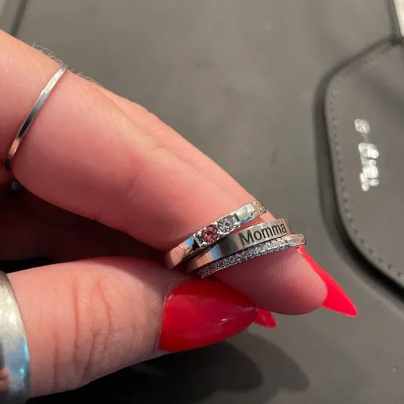 Bague de naissance familiale personnalisée - Cadeau pour grand-mère/maman