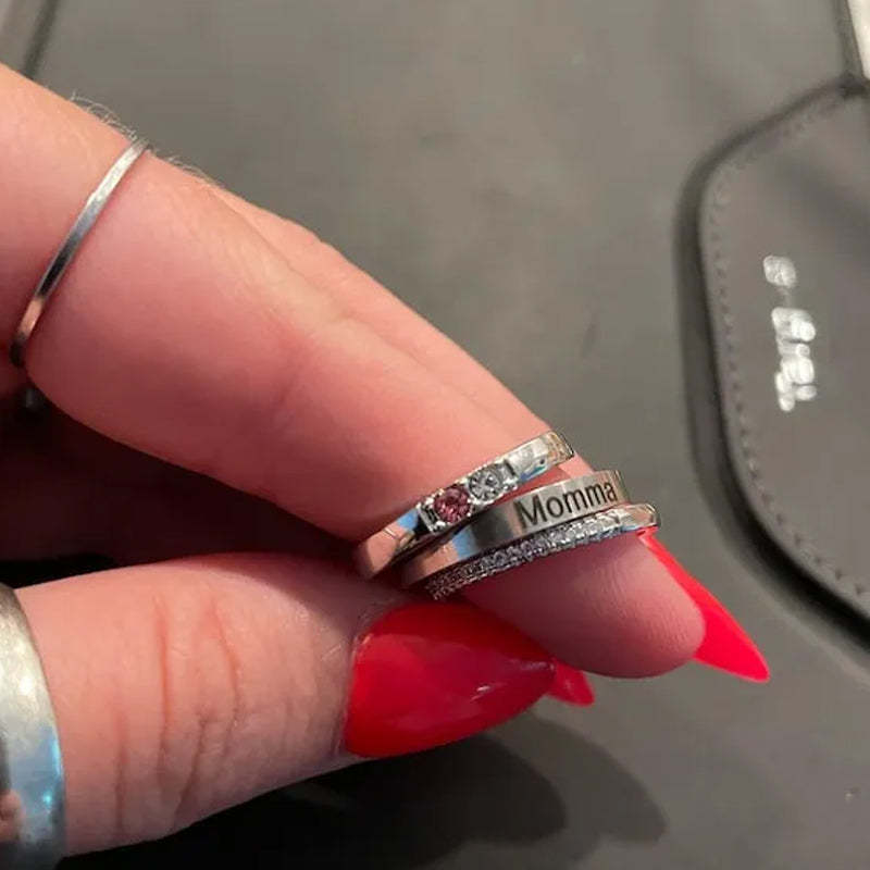 Bague de naissance familiale personnalisée - Cadeau pour grand-mère/maman