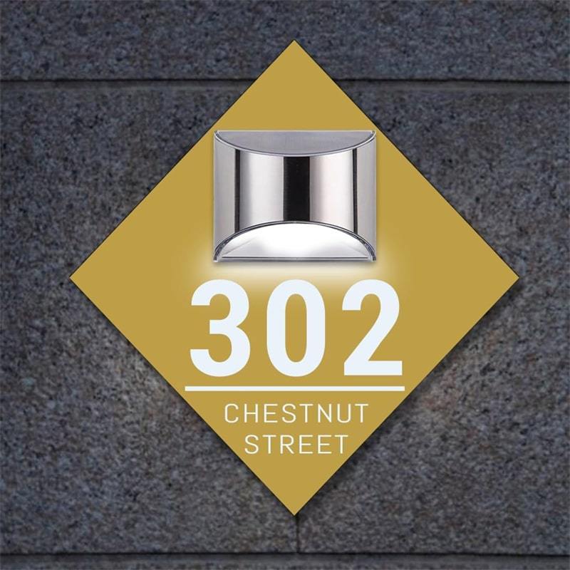 Personalized Modern Solar Light House Sign Plaque