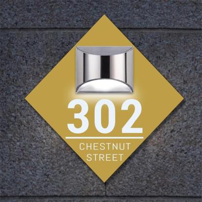 Personalized Modern Solar Light House Sign Plaque