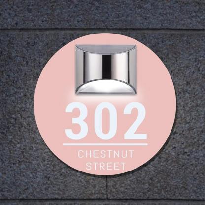 Custom Round illuminated solar door plaque