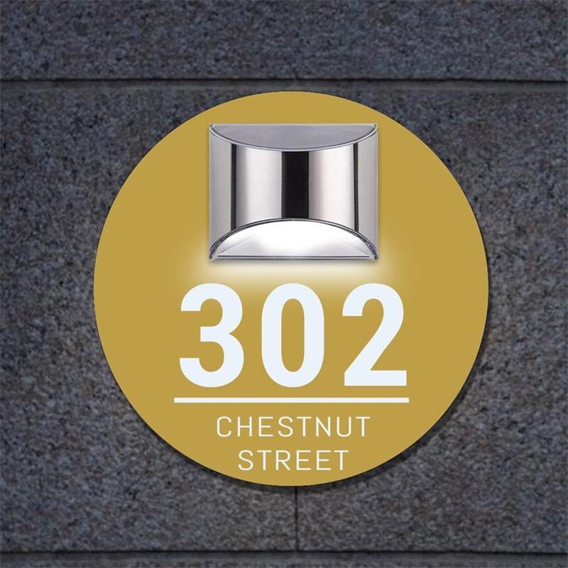 Custom Round illuminated solar door plaque